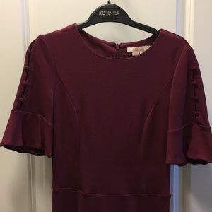 Boden 2R burgundy knit dress flutter sleeves.